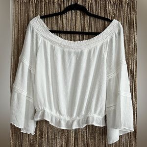 Lulu Gauzy Off-shoulder Cropped Top